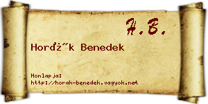 Horák Benedek névjegykártya